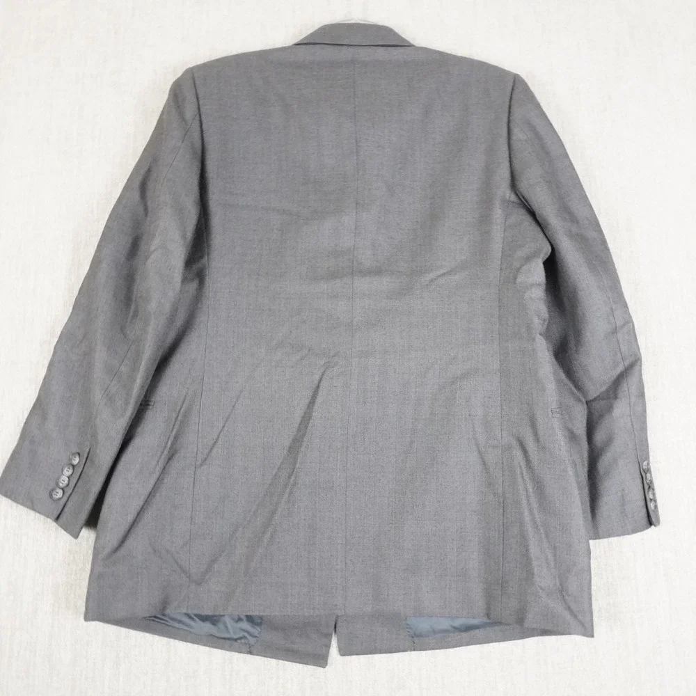 Rafael Mens Grey Vintage Wool Double Breasted Blazer Sport Coat Size 39R